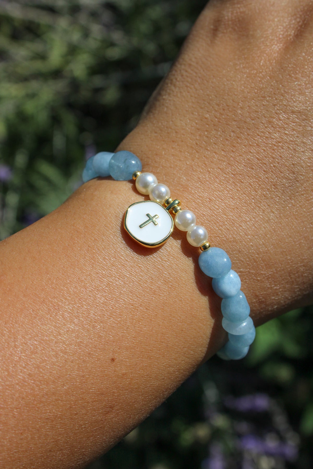Blue Cross Charm Bracelet