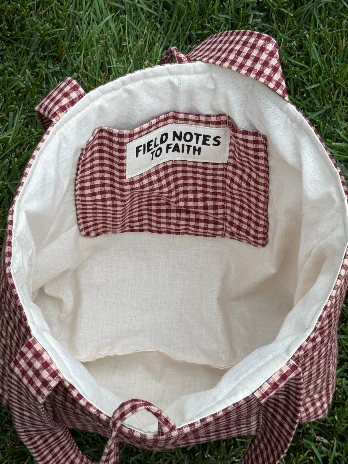 Red Gingham Quilted Bible Tote Bag