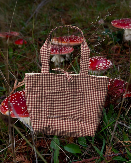 Red Gingham Quilted Bible Tote Bag