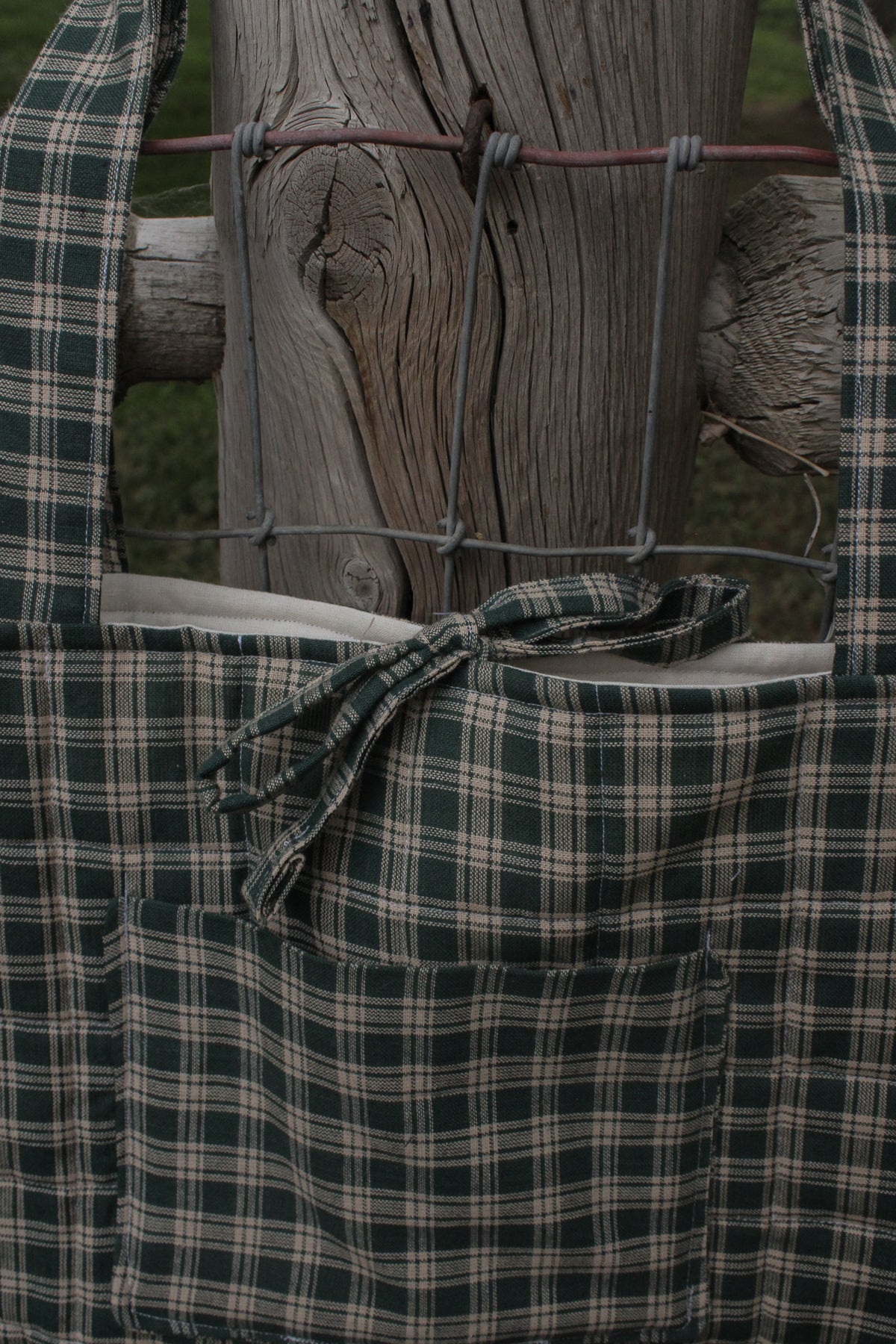 Green Plaid Quilted Bible Tote Bag