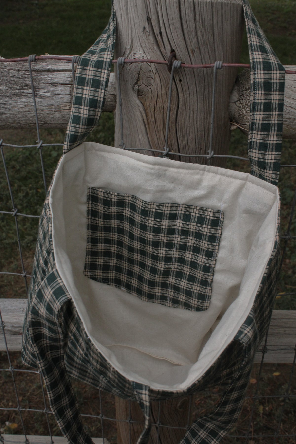 Green Plaid Quilted Bible Tote Bag