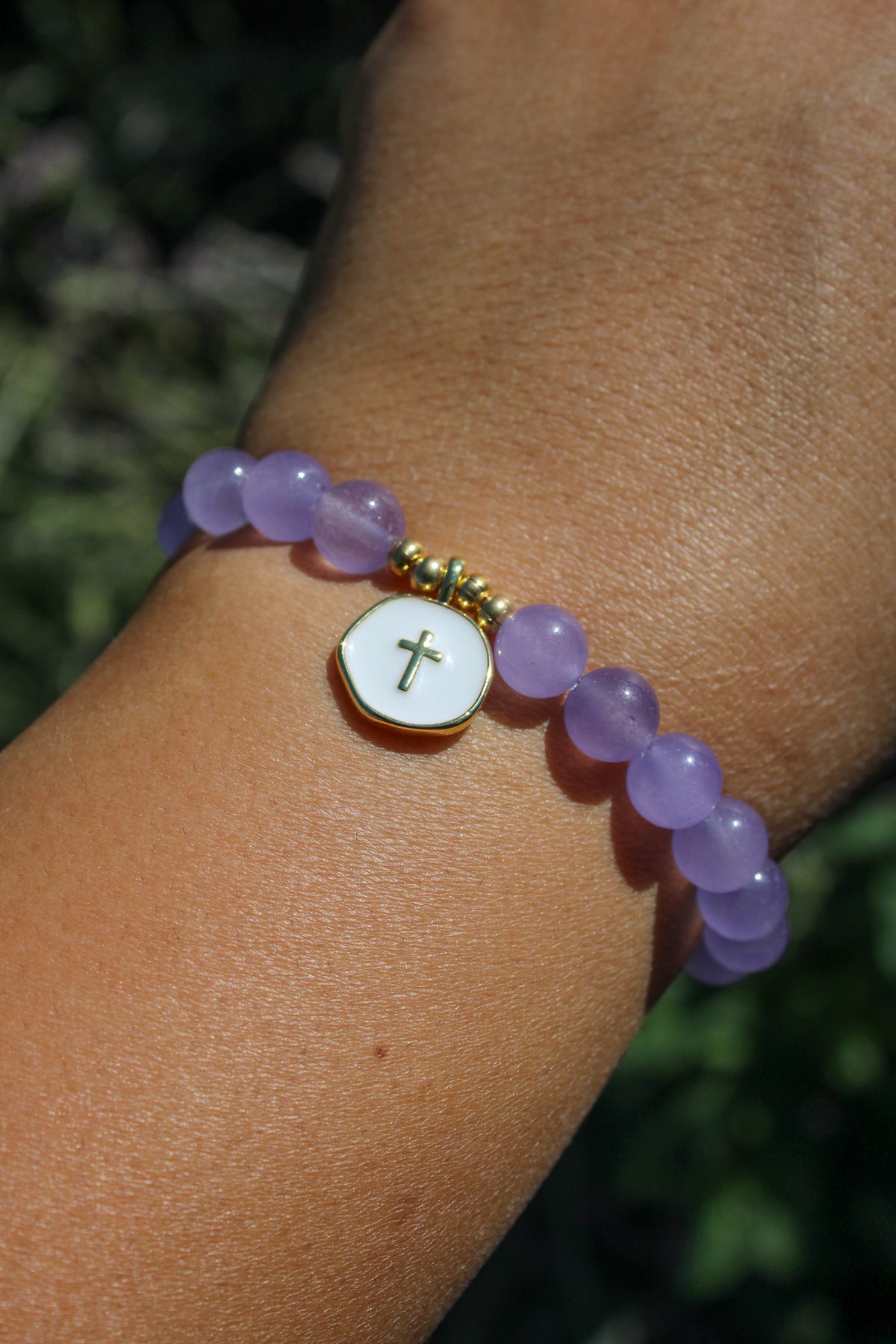 Purple Cross Charm Bracelet