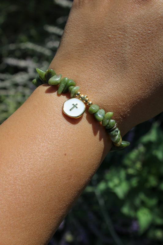 Green Cross Charm Bracelet