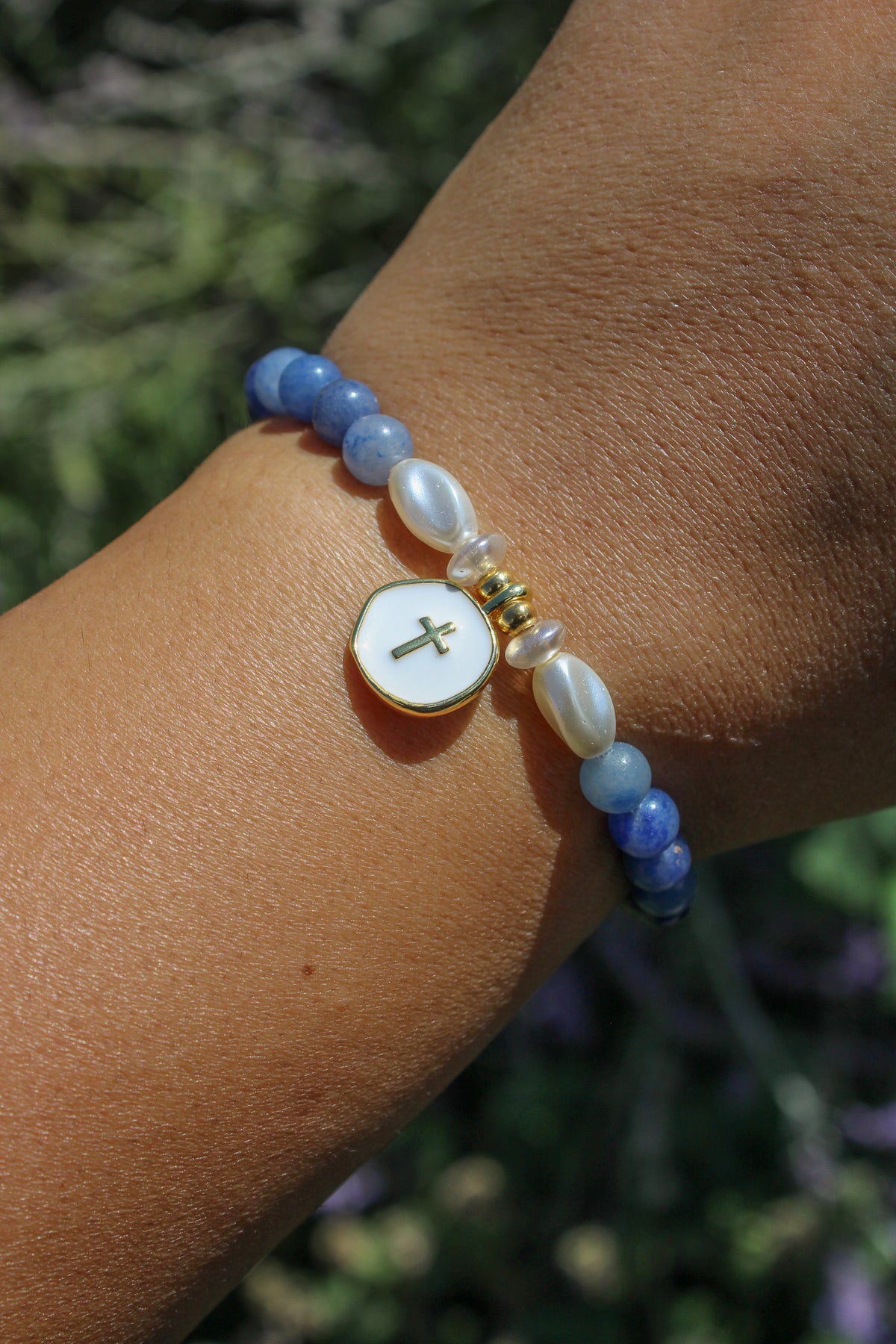 Blue River Cross Charm Bracelet