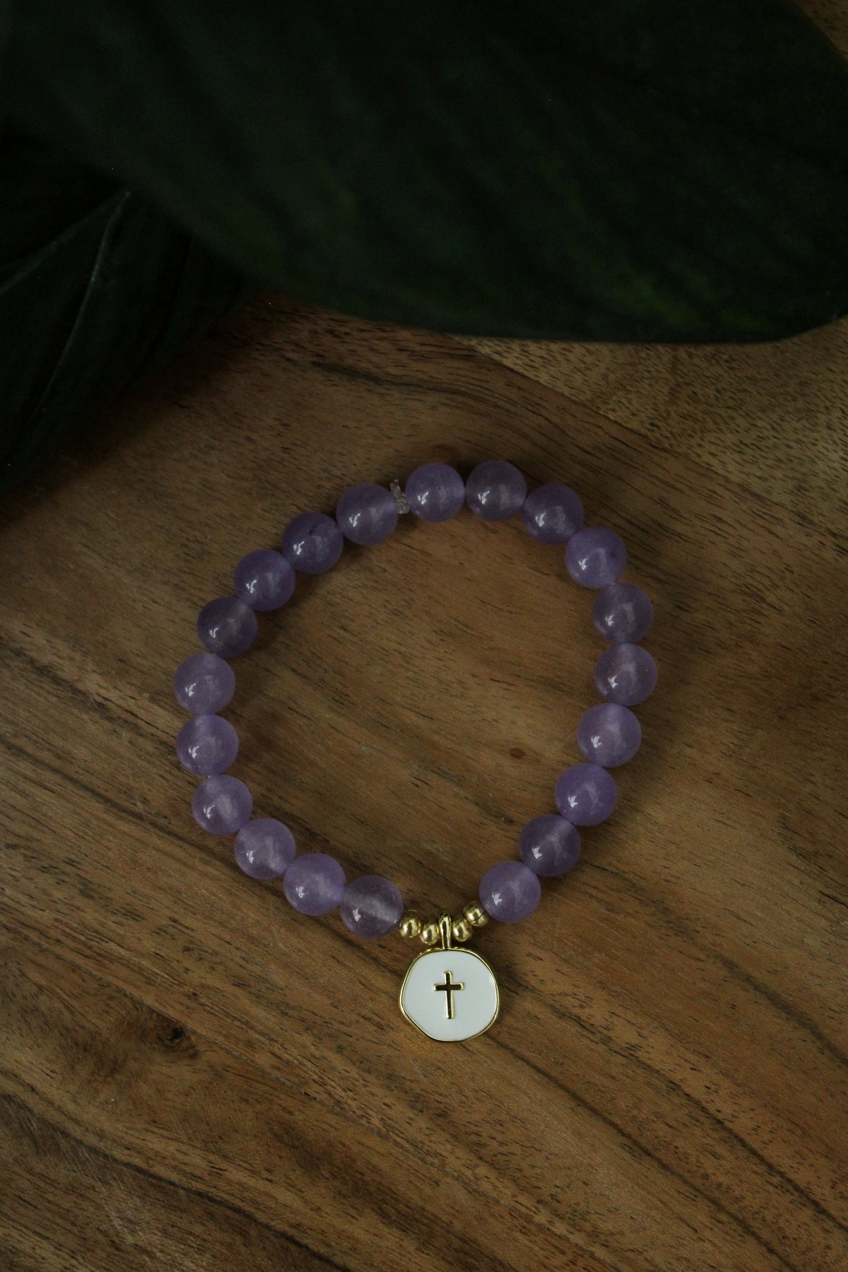 Purple Cross Charm Bracelet