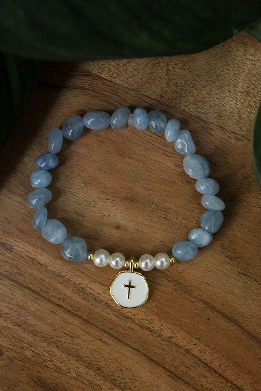 Blue Cross Charm Bracelet